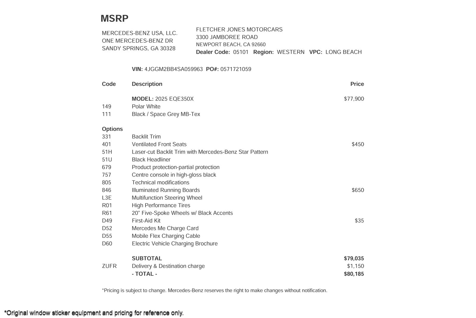 Certified 2025 Mercedes-Benz EQE SUV Base with VIN 4JGGM2BB4SA059963 for sale in Signal Hill, CA