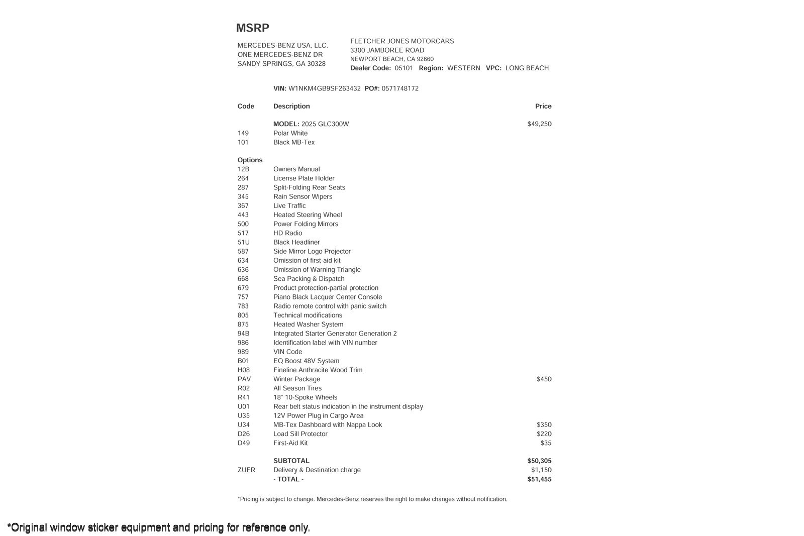 Certified 2025 Mercedes-Benz GLC Base with VIN W1NKM4GB9SF263432 for sale in Signal Hill, CA