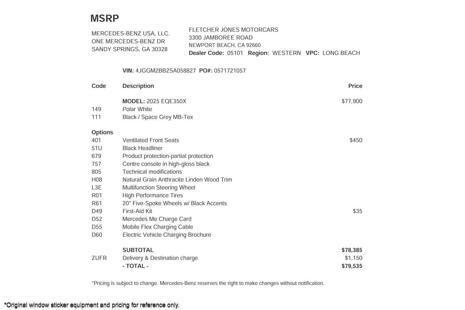Certified 2025 Mercedes-Benz EQE SUV Base with VIN 4JGGM2BB2SA058827 for sale in Signal Hill, CA