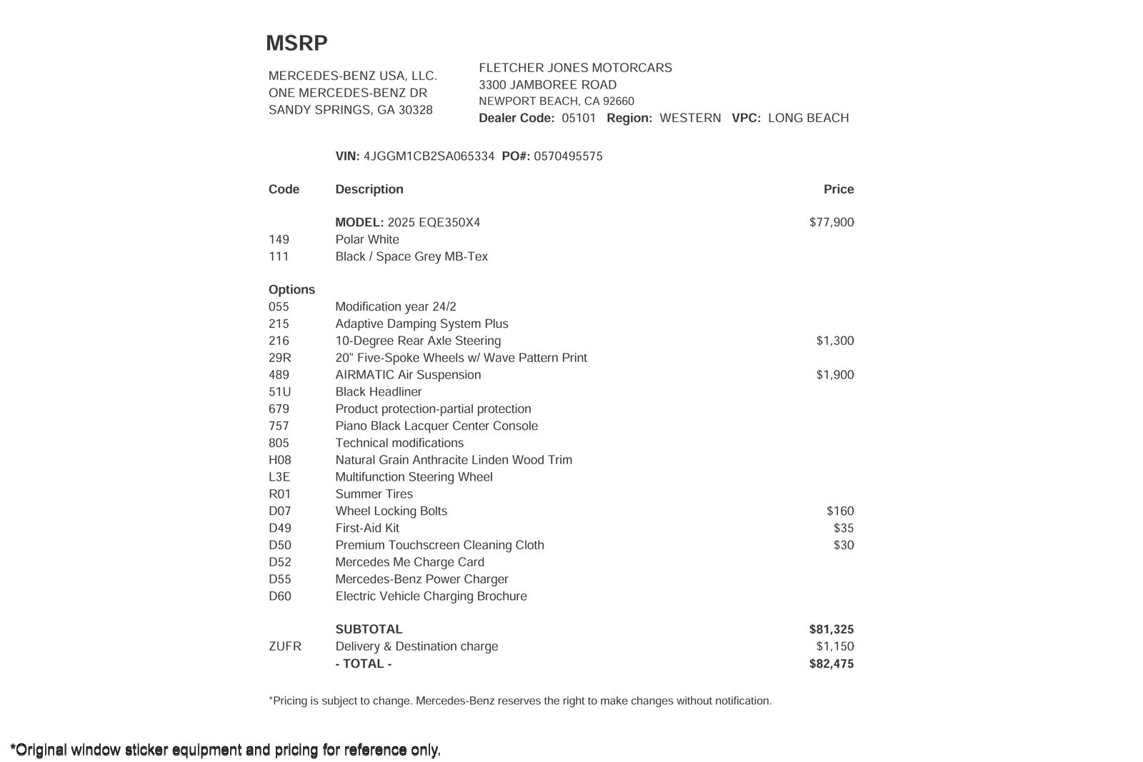 Certified 2025 Mercedes-Benz EQE SUV Base with VIN 4JGGM1CB2SA065334 for sale in Signal Hill, CA