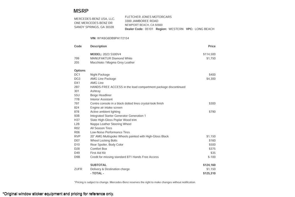 Used 2023 Mercedes-Benz S-Class S 500 4matic Sedan Sedan