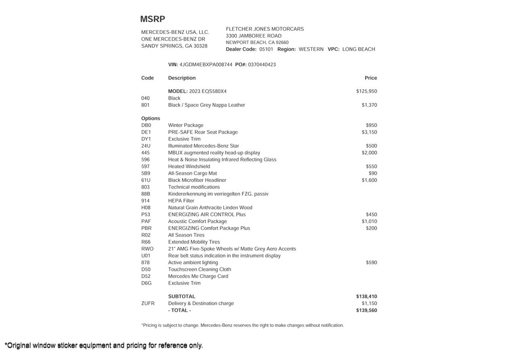 Used 2023 Mercedes-Benz EQS EQS 580 4matic SUV SUV