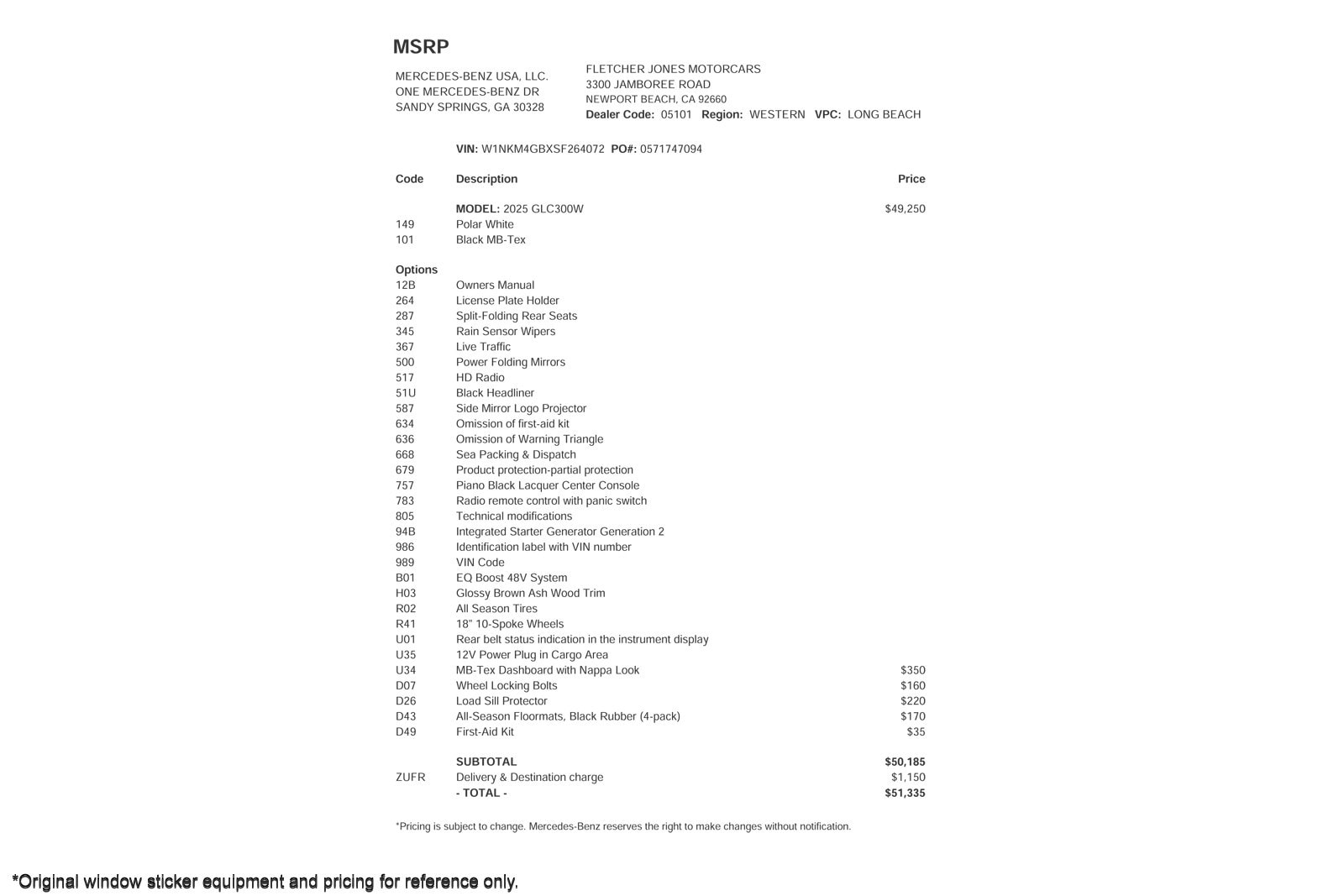 Certified 2025 Mercedes-Benz GLC Base with VIN W1NKM4GBXSF264072 for sale in Signal Hill, CA