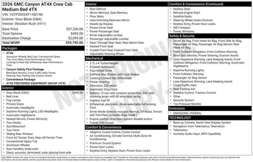 New 2026 GMC Canyon AT4X Truck