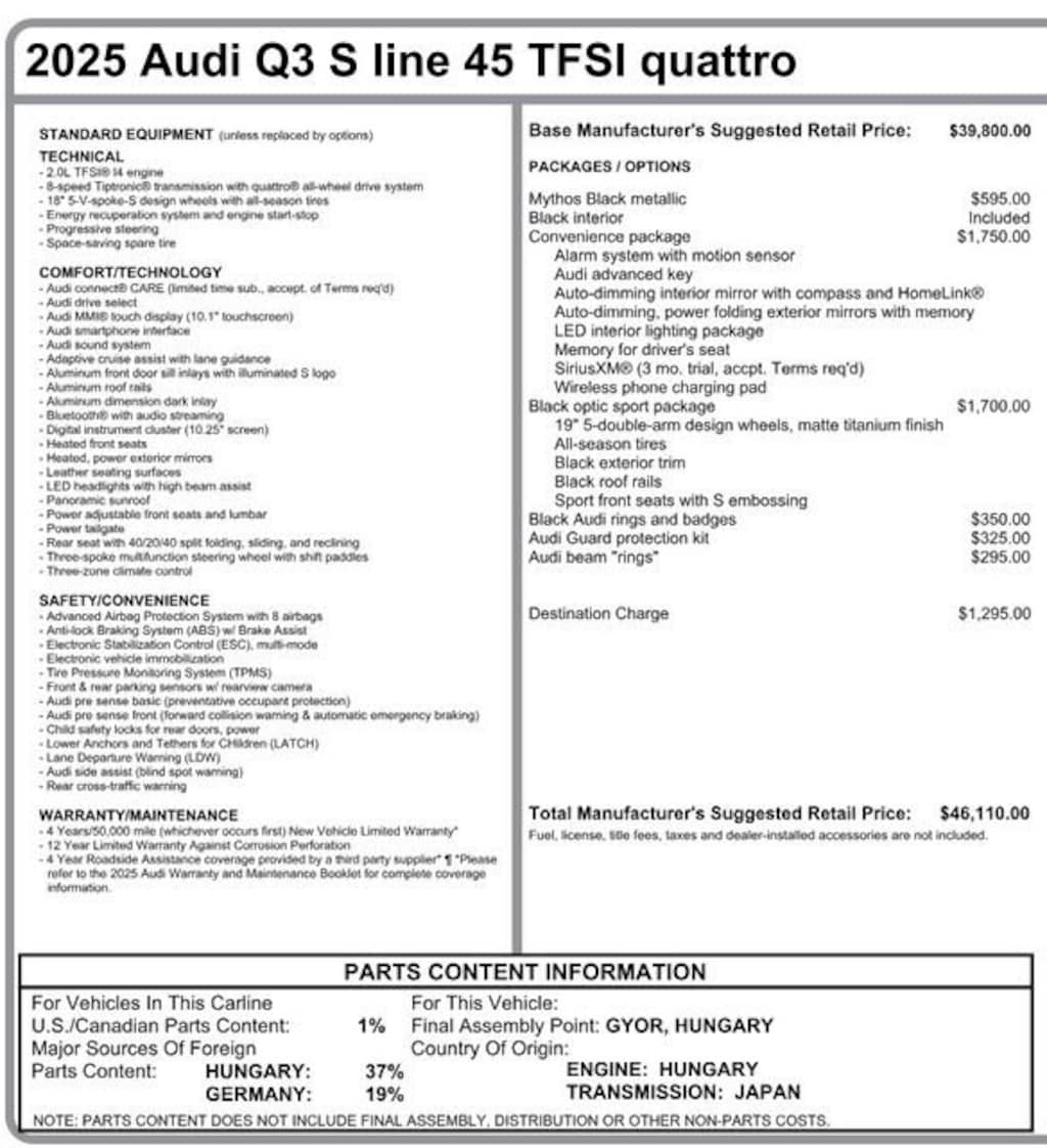 Used 2025 Audi Q3 S Line Premium