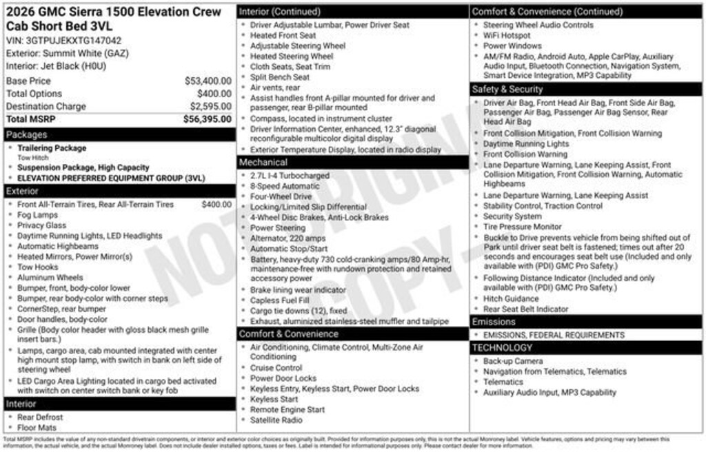 New 2026 GMC Sierra 1500 Elevation Truck