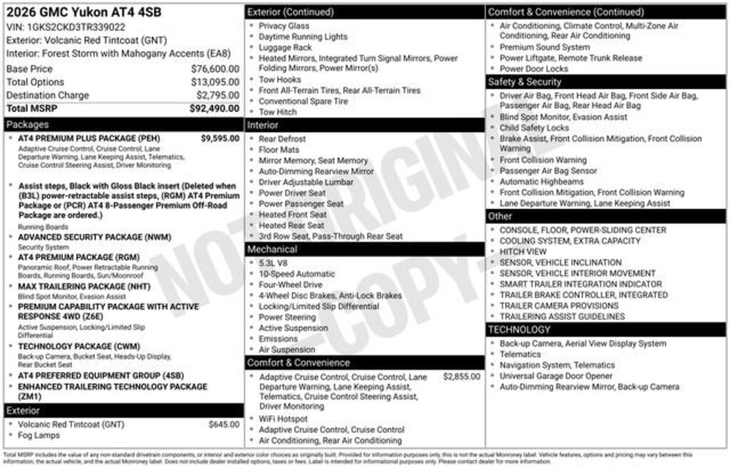 New 2026 GMC Yukon AT4 SUV