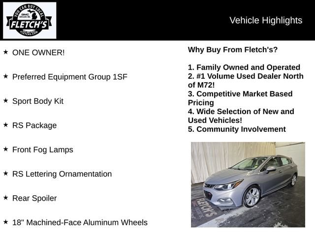 Used 2018 Chevrolet Cruze Premier with VIN 3G1BF6SM2JS592563 for sale in Petoskey, MI