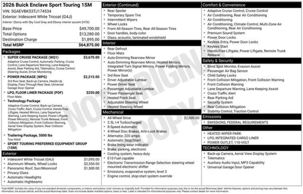 New 2026 Buick Enclave Sport Touring SUV