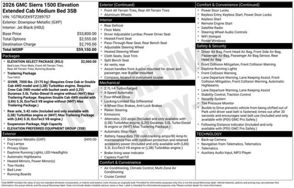 New 2026 GMC Sierra 1500 Elevation Truck