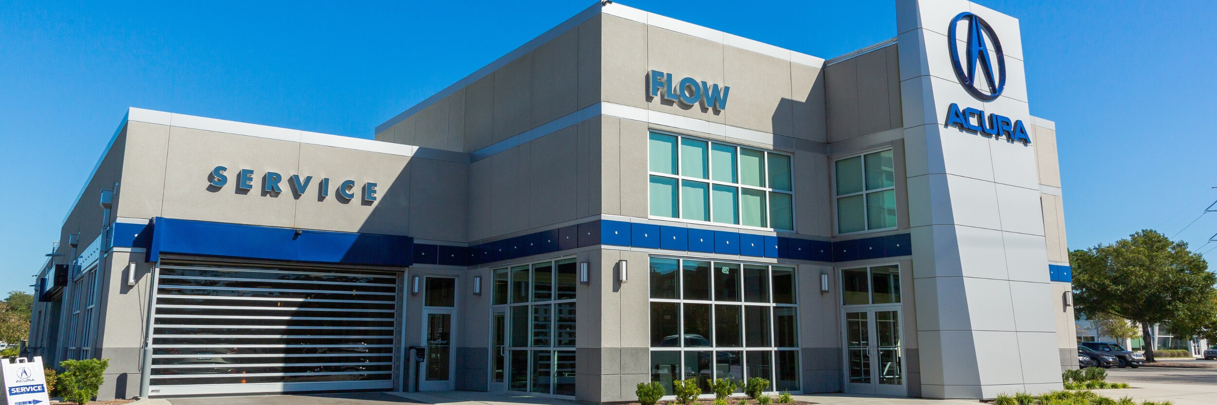 Storefront of Flow Acura dealership located in Wilmington NC
