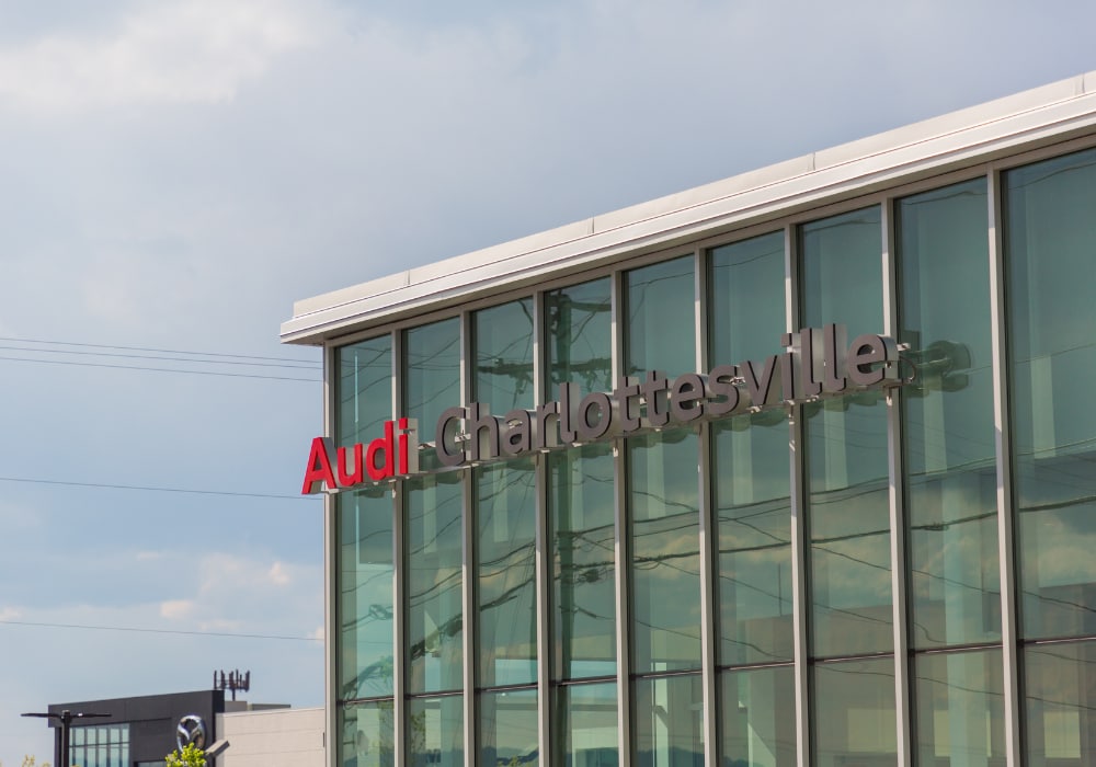 Storefront of the Audi Charlottesville automotive dealership