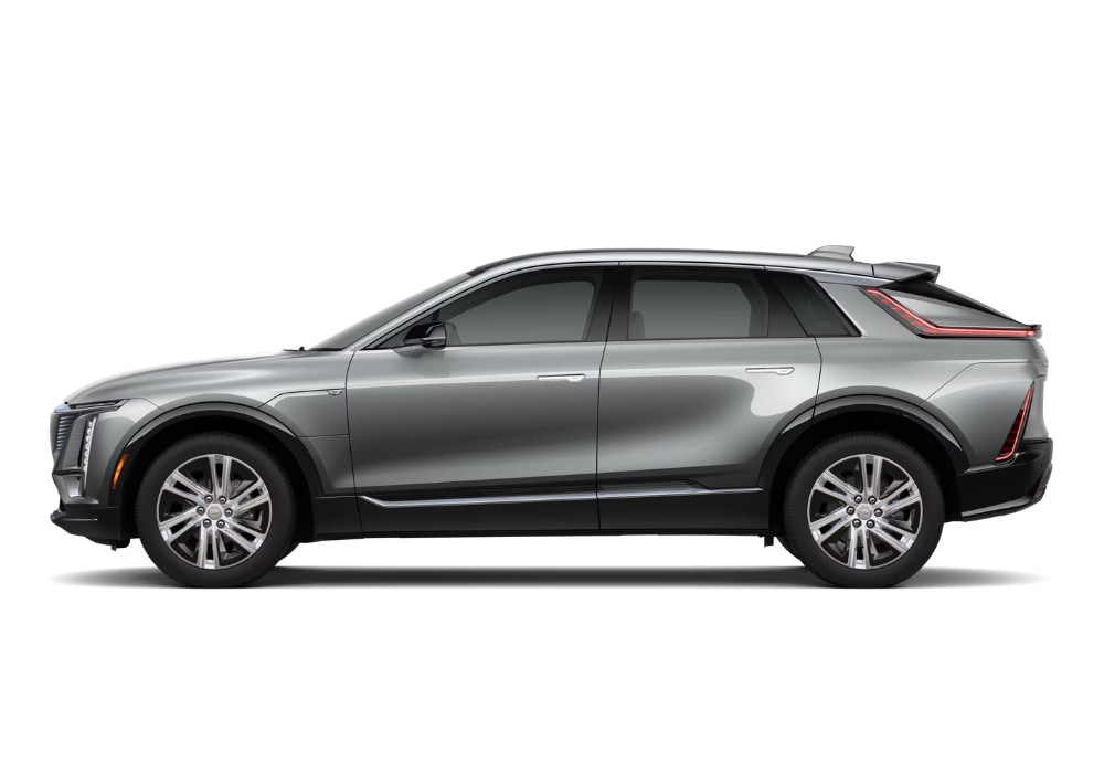 2024-cadillac-lyriq.jpg Side angle stock photo of a 2024 Cadillac Lyriq SUV for sale in Winston-Salem, NC