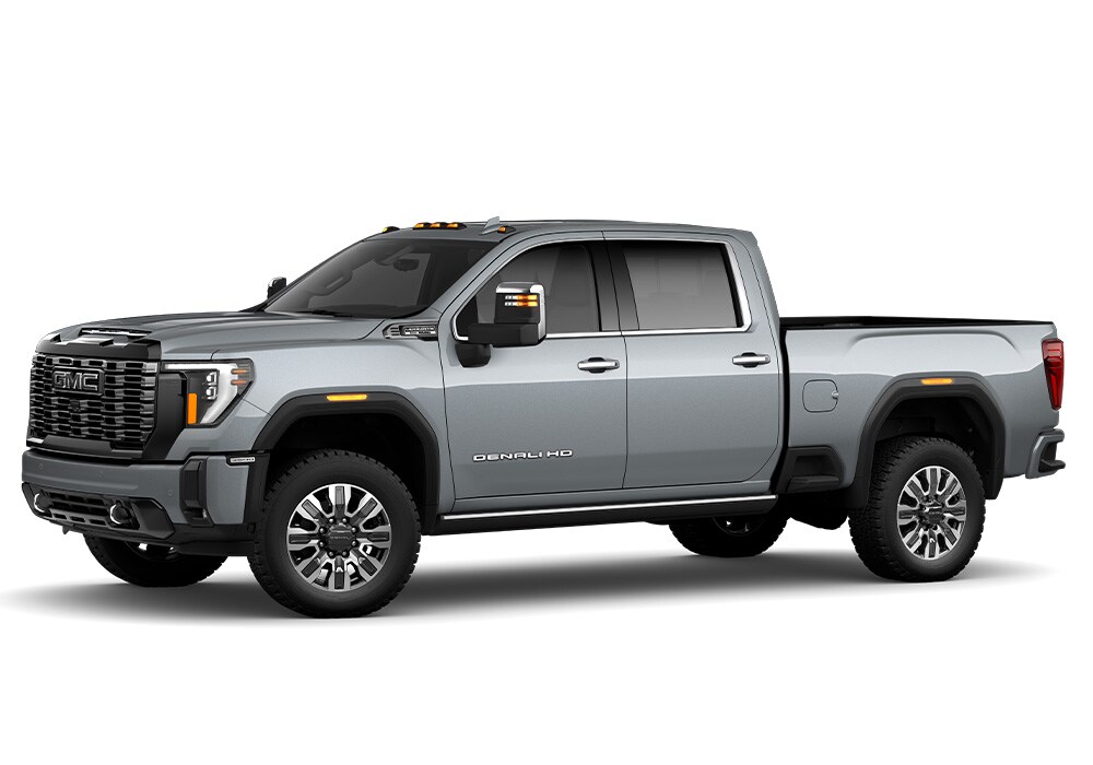 2025-gmc-sierra-3500-hd-flow.jpg Driver's side exterior view of a new 2025 GMC Sierra HD in front of a white background