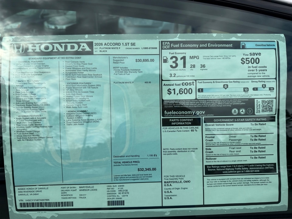 2026 Honda Accord SE - Photo 33