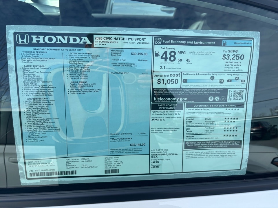 2026 Honda Civic Hatchback Sport - Photo 33