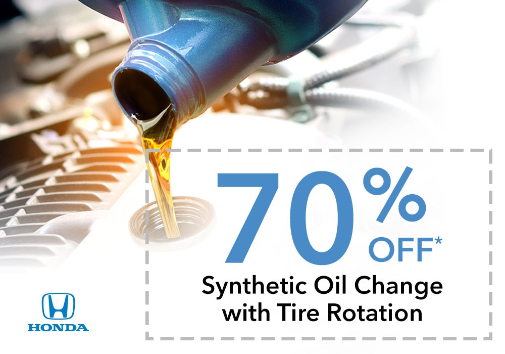 70% off Synthetic oil change with tire rotation at Flow Honda in Winston-Salem