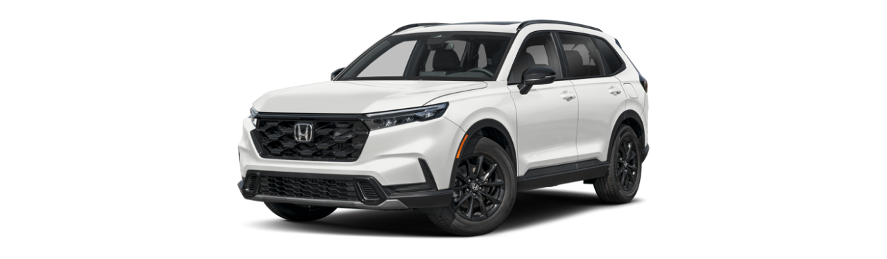 Exterior view of a white 2026 Honda CR-V Sport Hybrid