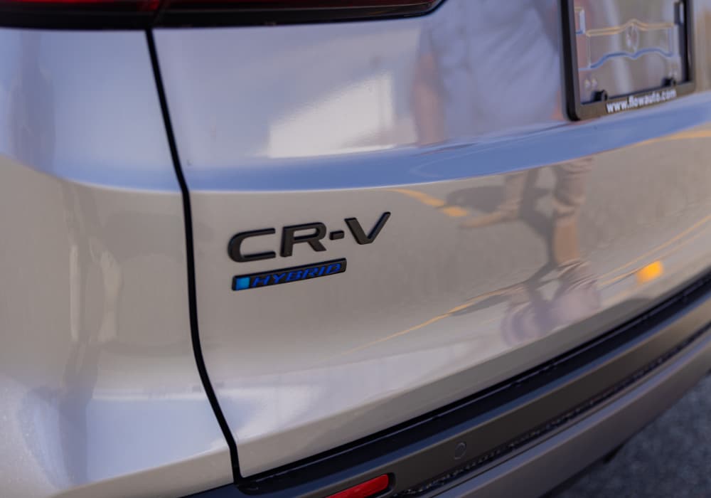 Closeup of the rear of a new Honda CR-V Hybrid tailgate