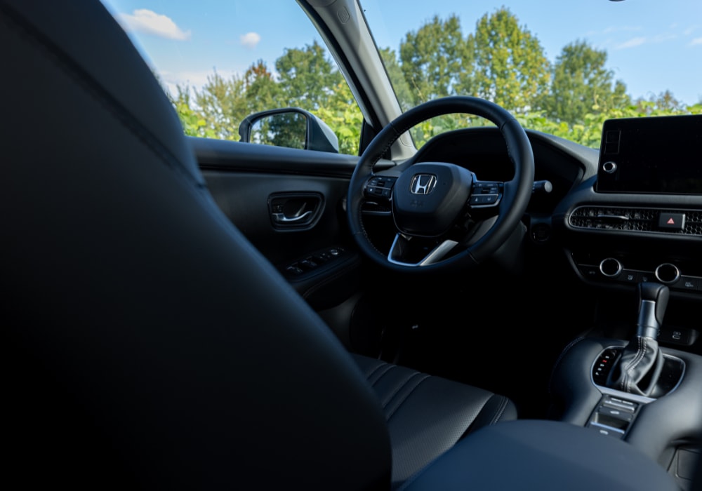 honda-hrv-interior.png Honda HR-V interior, including the steering wheel and the infotainment system