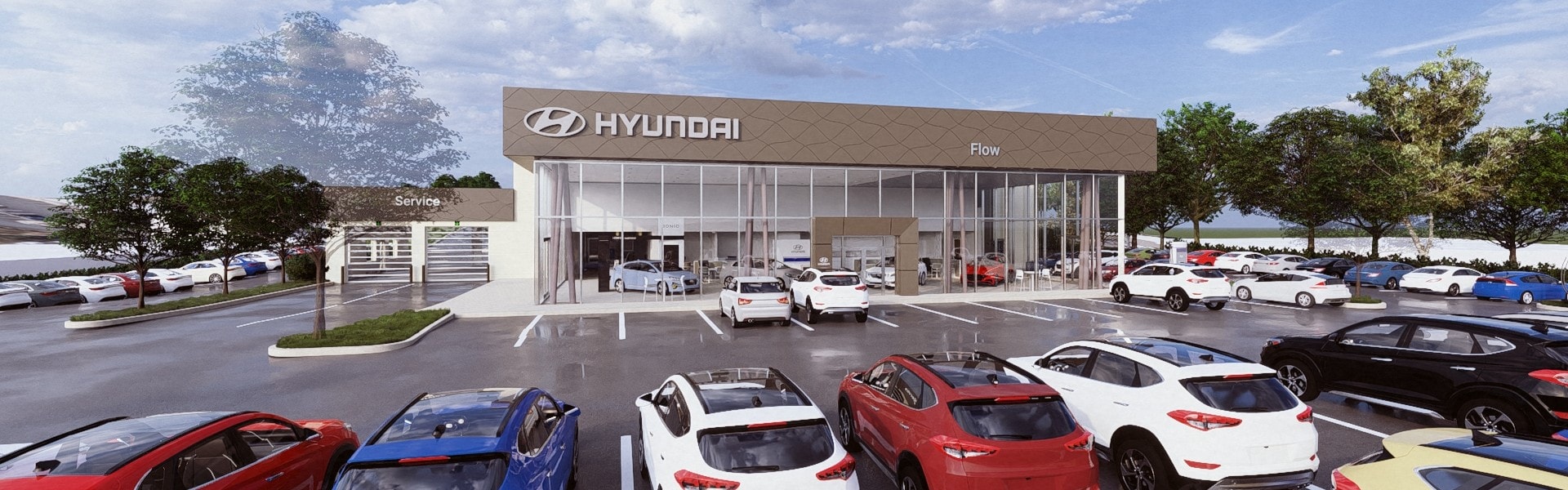 a concept of the new Flow Hyundai of Charlottesville dealership that is being built.