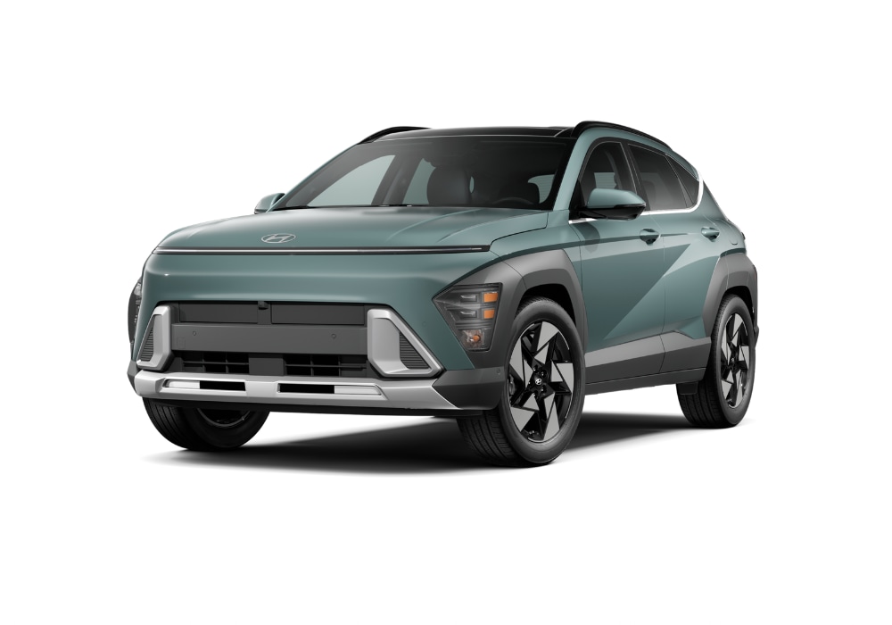 2025 Hyundai Kona subcompact SUV in front of a white background