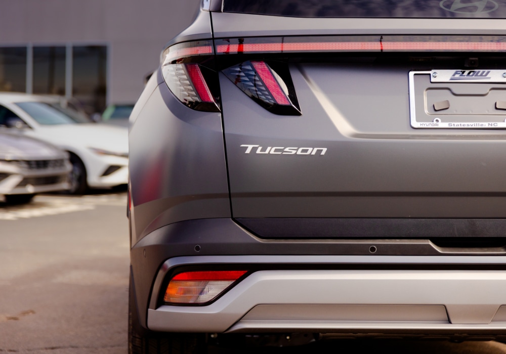 Close up view of the rear of a 2026 Hyundai Tucson for sale in Statesville