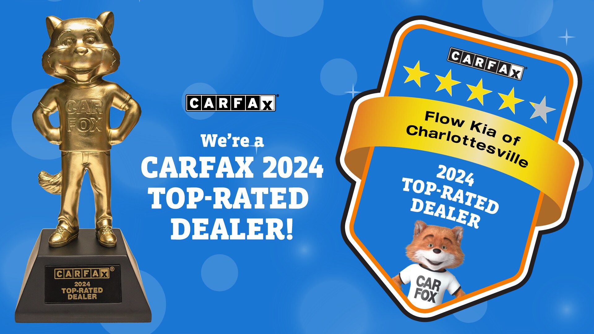 Carfax top rated dealer award given to Flow Kia of Charlottesville