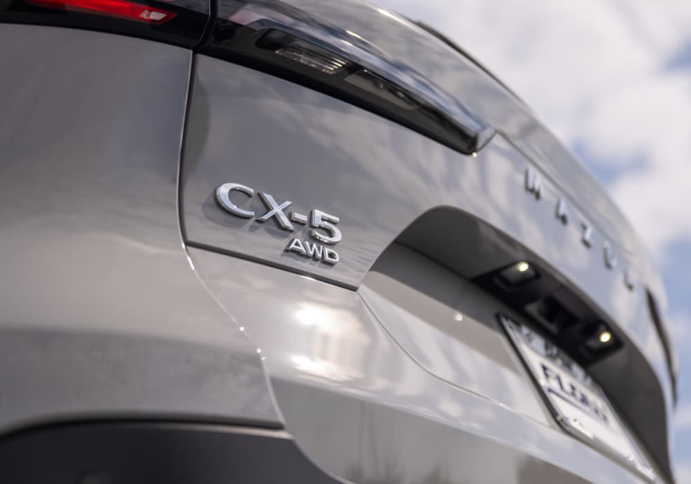 Close up of the rear of a new Mazda CX-5 AWD for sale.