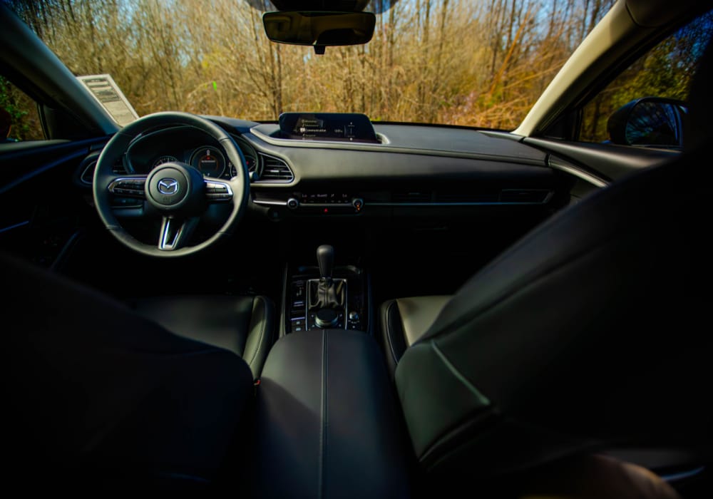 Mazda CX-90 interior. The entire front dash of the car is visible