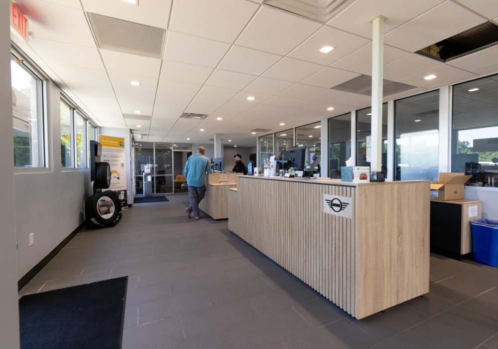 Interior of the service department at Flow Mini in Winston-Salem, NC