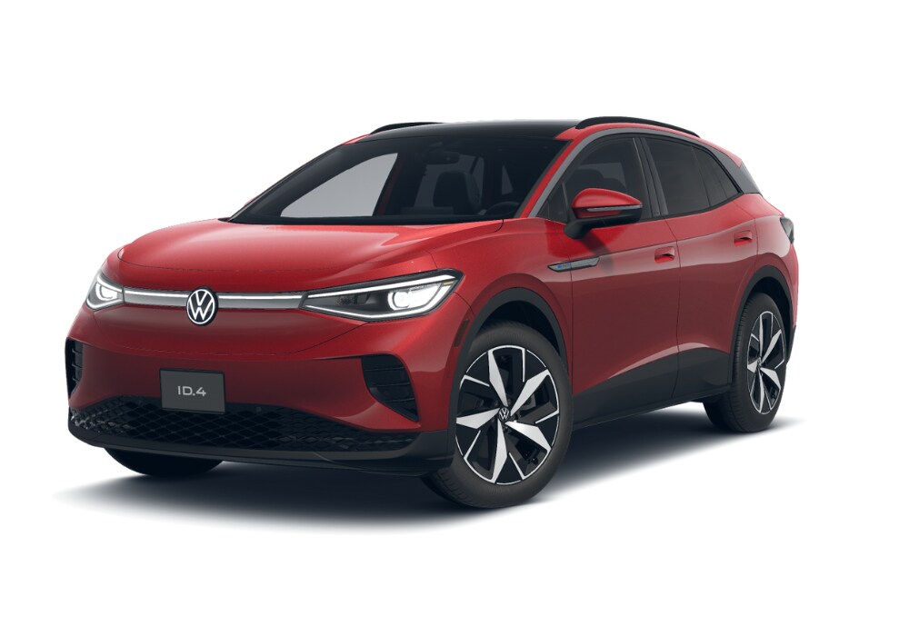 2025-volkswagen-id4-for-sale.png Red 2025 Volkswagen ID.4 in front of a white background