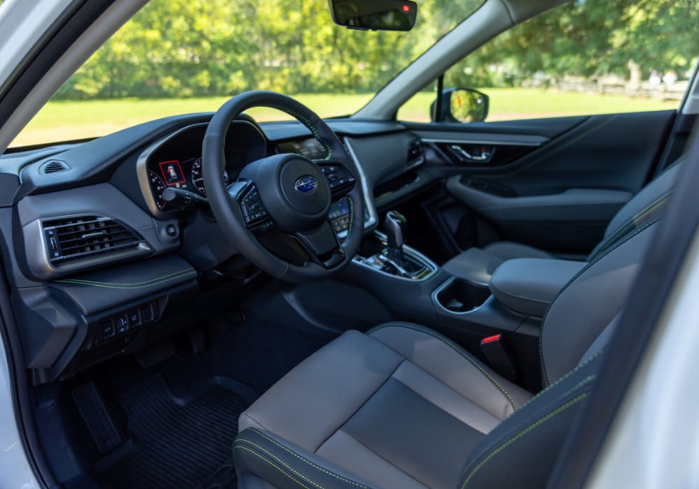 Subaru Outback interior, including the steering wheel and front dash