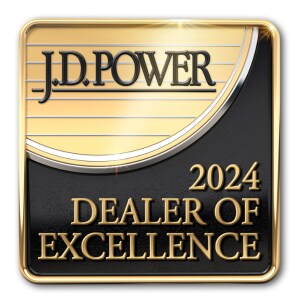 Black and gold emblem that reads JD Power 2024 Dealer of Excellence