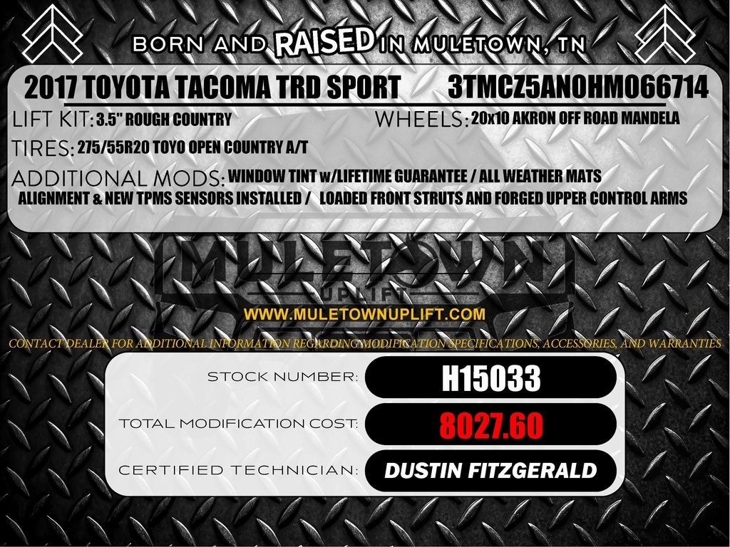 Used 2017 Toyota Tacoma TRD Sport with VIN 3TMCZ5AN0HM066714 for sale in Columbia, TN