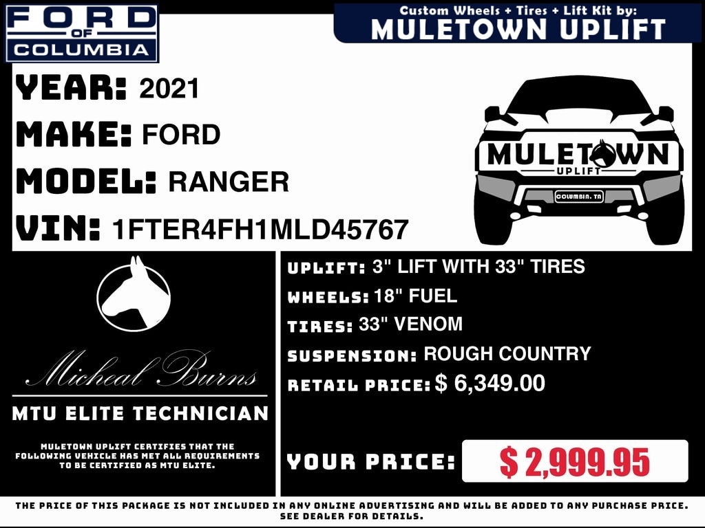 Used 2021 Ford Ranger XL with VIN 1FTER4FH1MLD45767 for sale in Columbia, TN