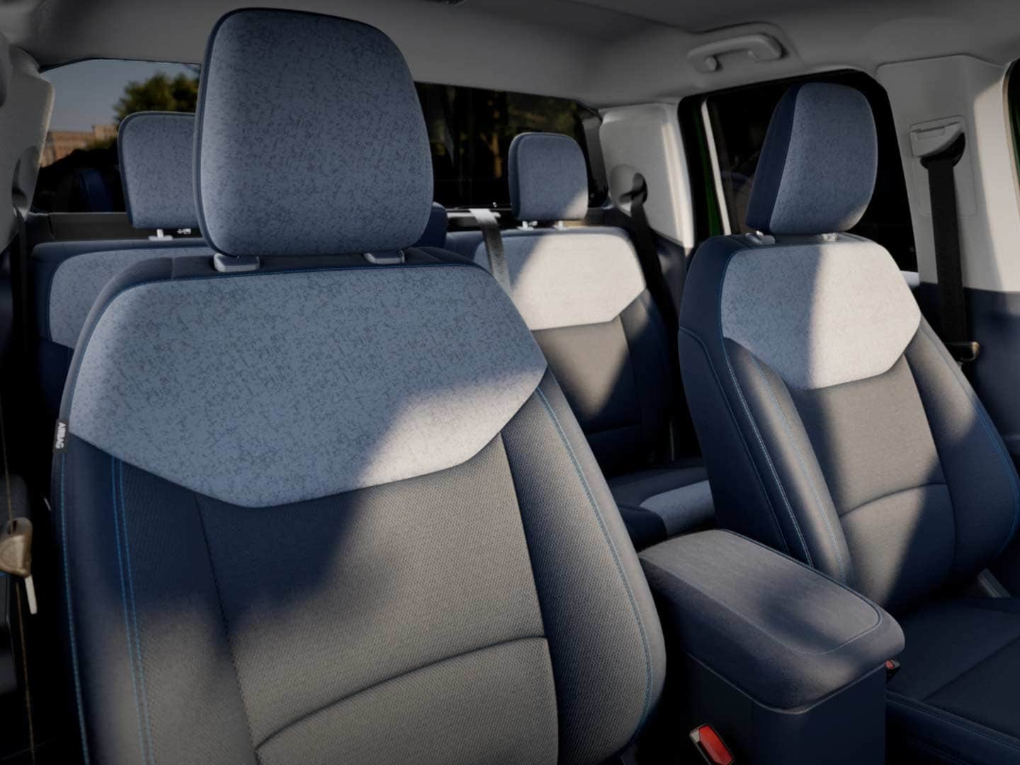 The interior of a Ford Maverick® pickup, showing the seating.