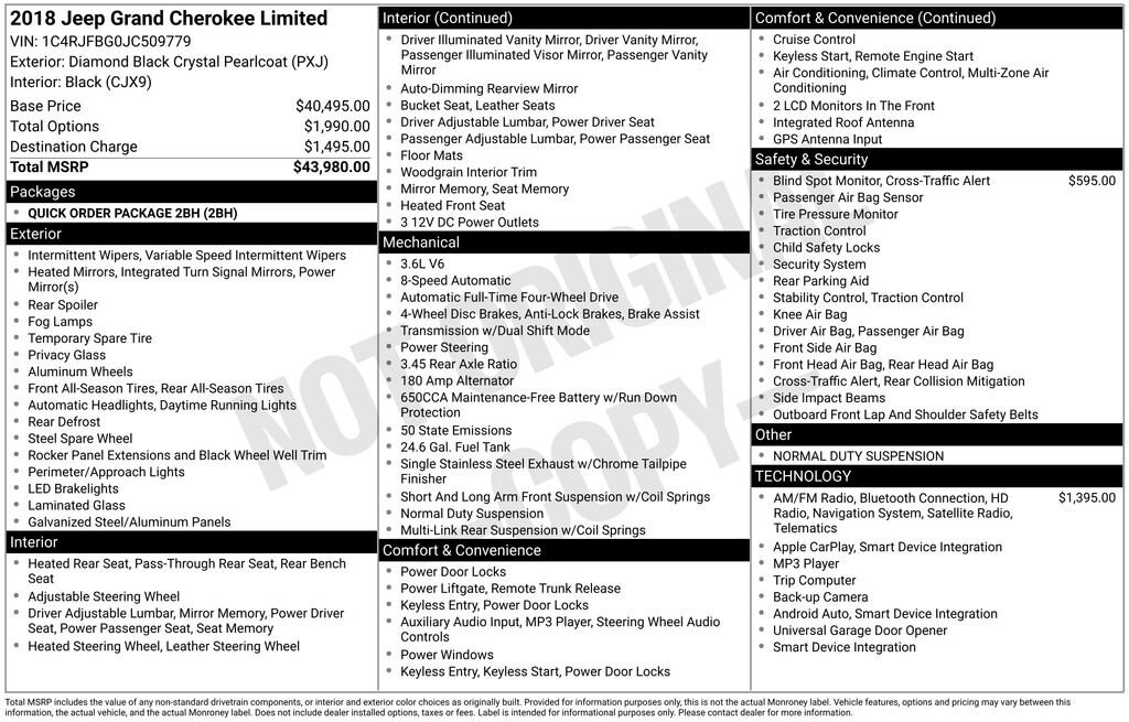 Used 2018 Jeep Grand Cherokee Limited 4x4 SUV