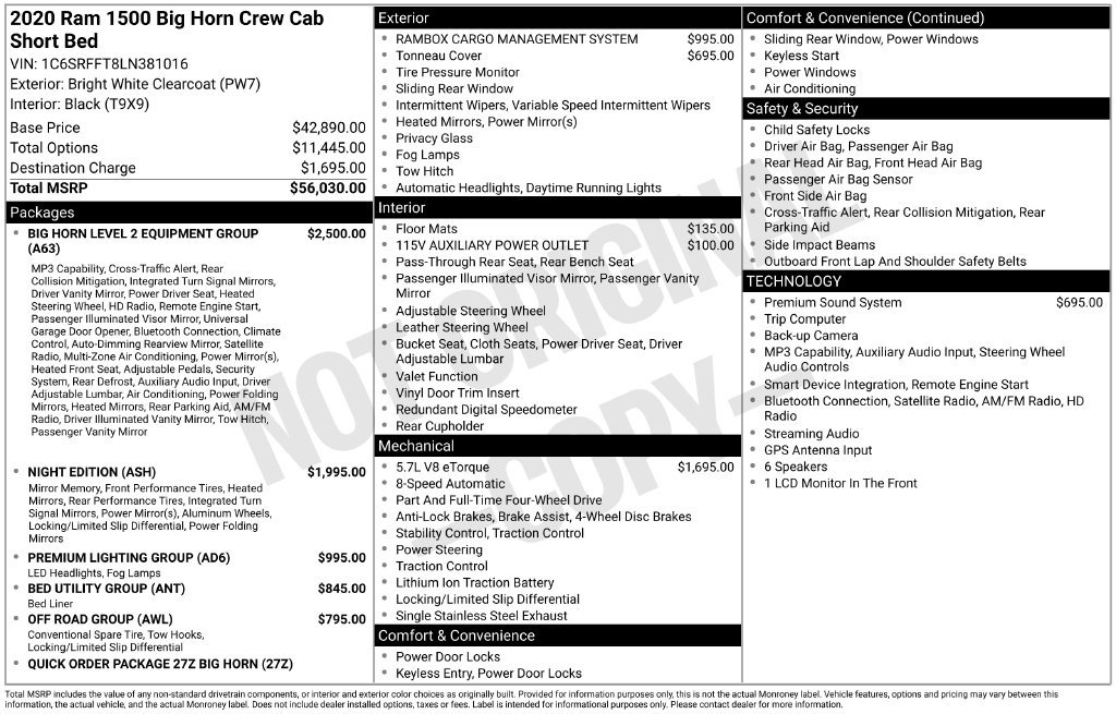 Used 2020 Ram 1500 Big Horn/Lone Star Truck Crew Cab