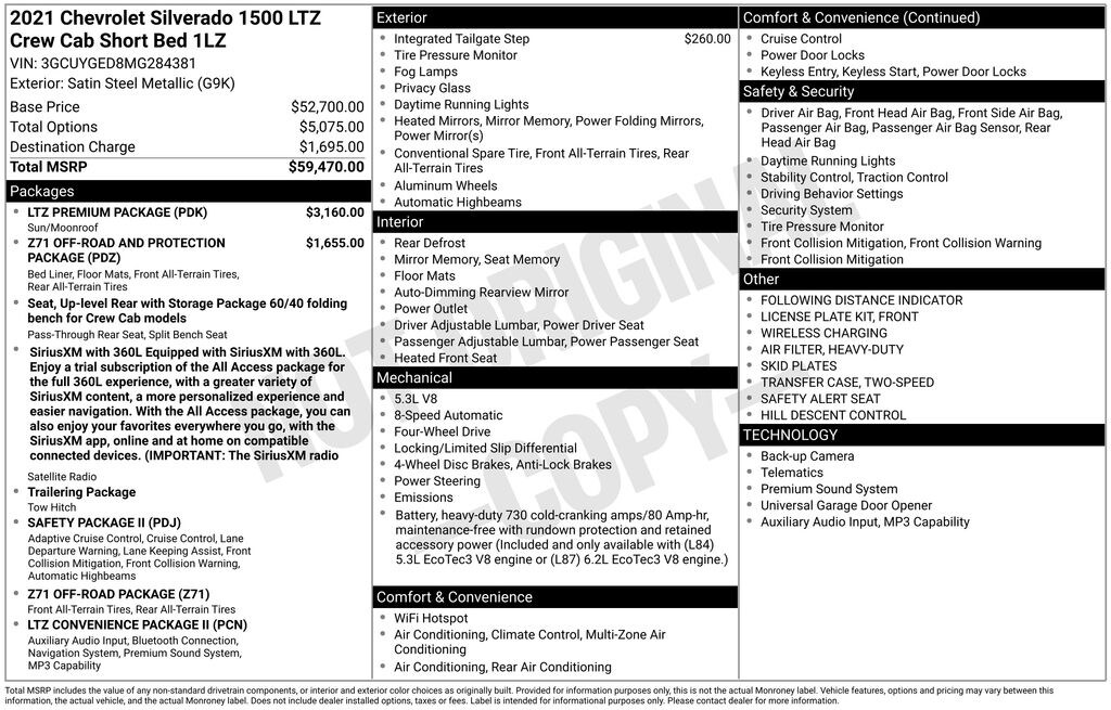 Used 2021 Chevrolet Silverado 1500 LTZ Truck Crew Cab