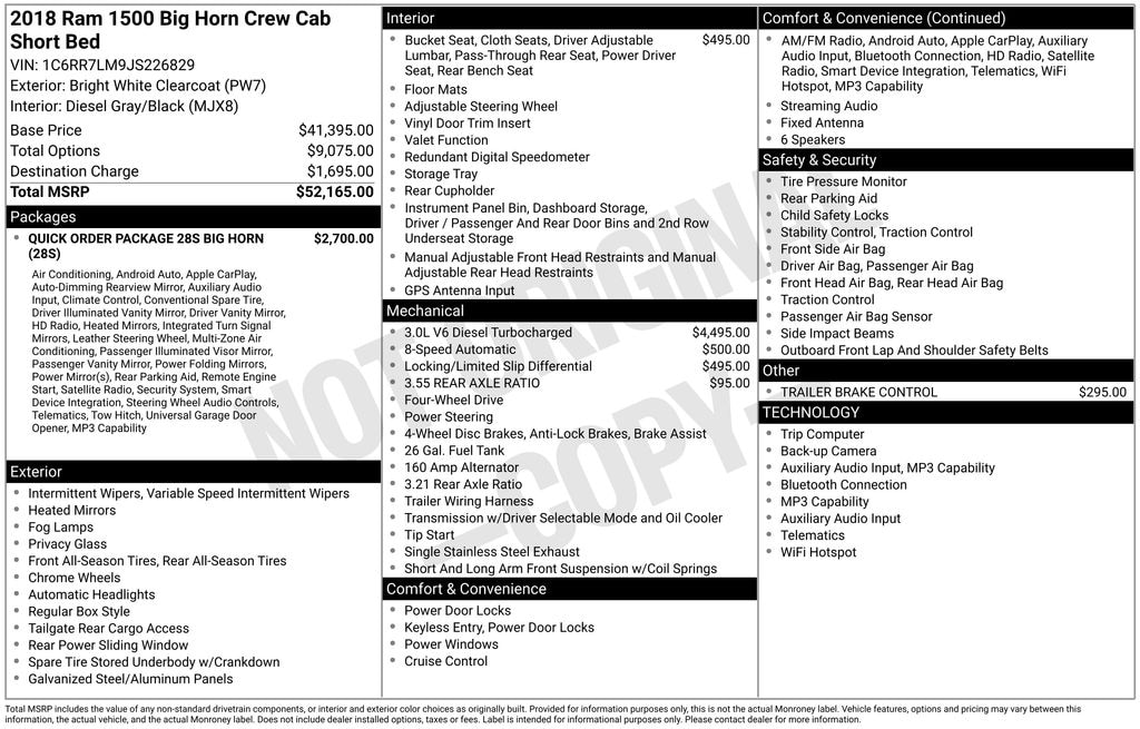 Used 2018 Ram 1500 Big Horn Truck Crew Cab