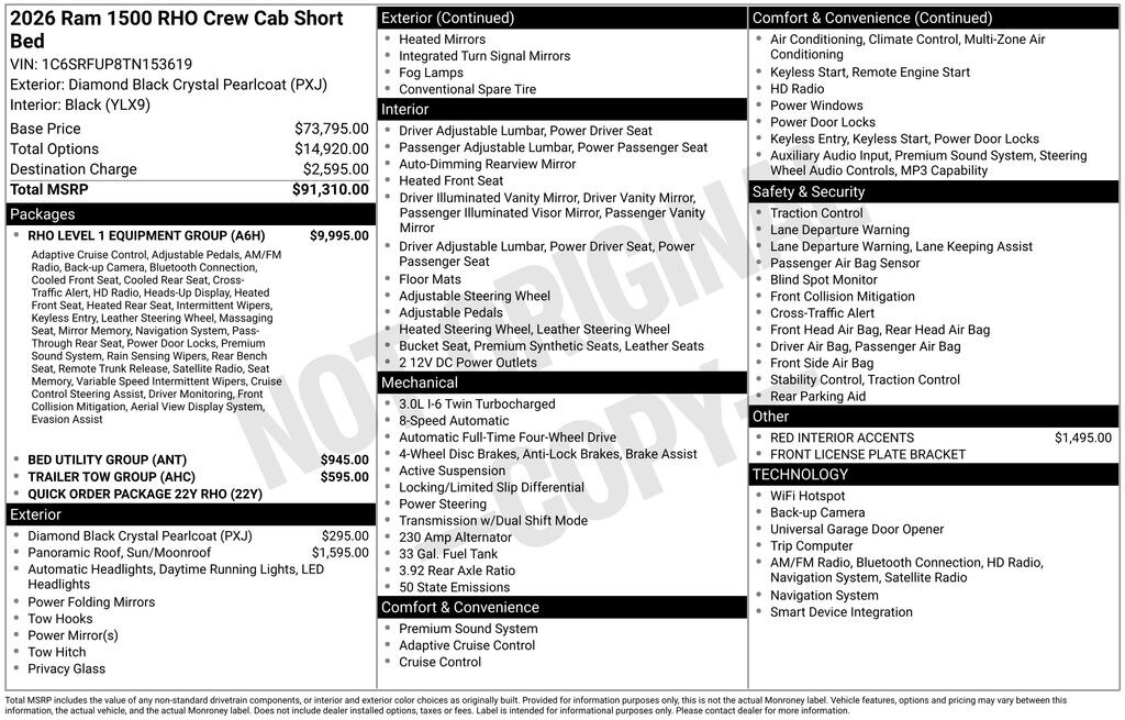 Used 2026 Ram 1500 RHO Truck Crew Cab