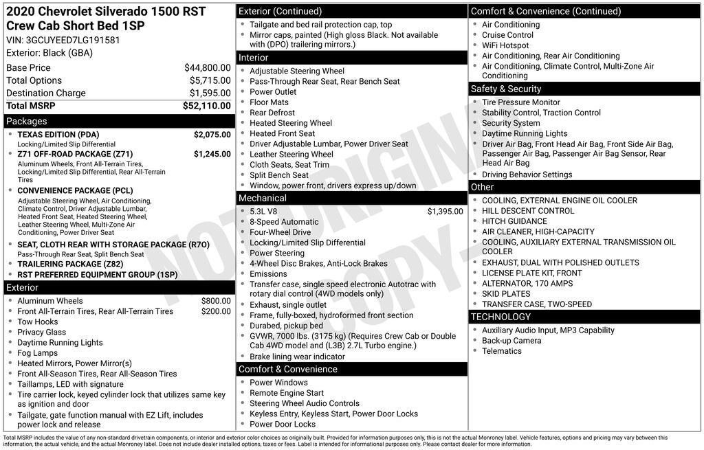 Used 2020 Chevrolet Silverado 1500 RST Truck Crew Cab