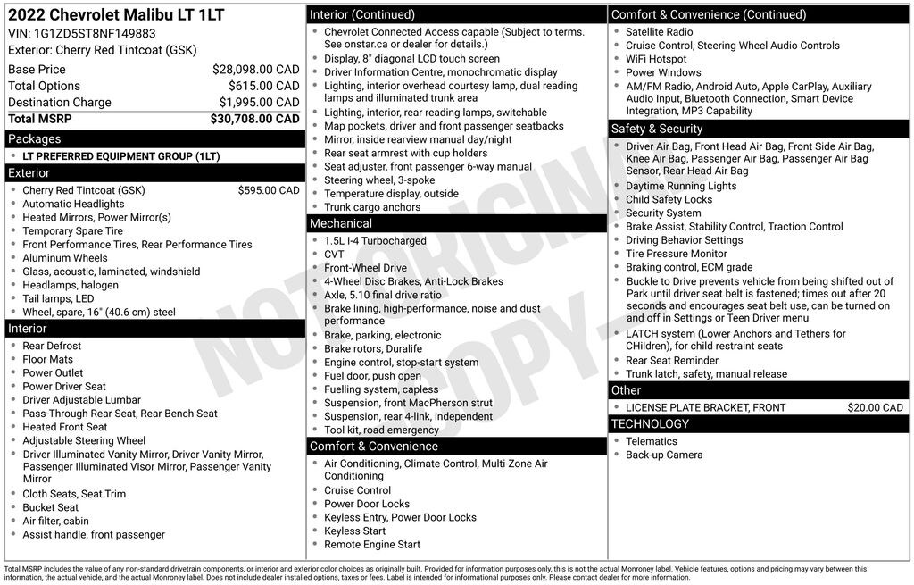 Used 2022 Chevrolet Malibu LT Sedan