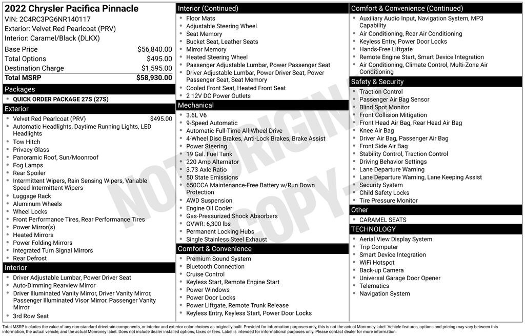Used 2022 Chrysler Pacifica Pinnacle Van Passenger Van