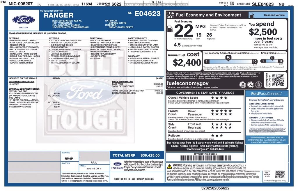 Used 2025 Ford Ranger XL Truck SuperCrew