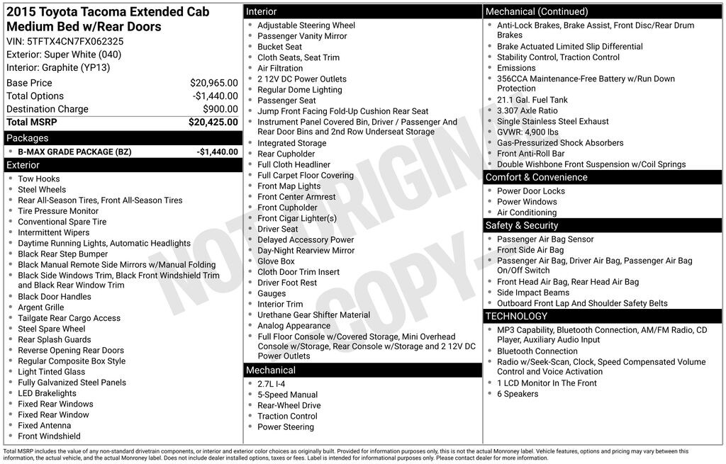 Used 2015 Toyota Tacoma Special Edition Truck Access Cab
