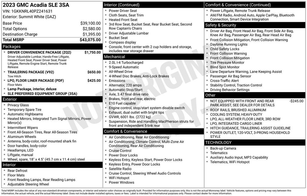 Used 2023 GMC Acadia SLE SUV