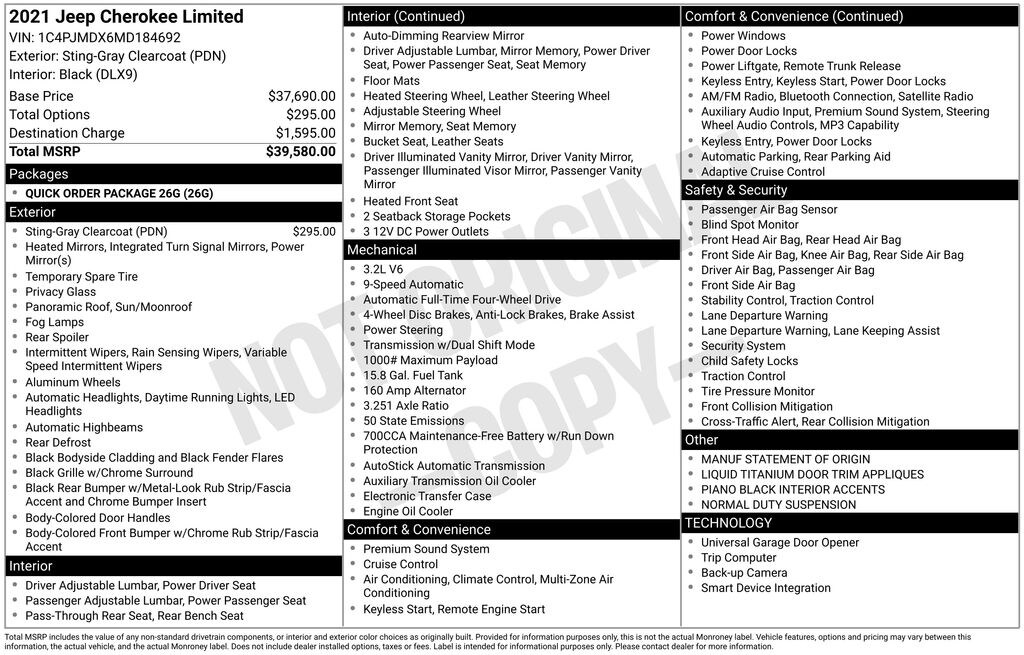 Used 2021 Jeep Cherokee Limited SUV