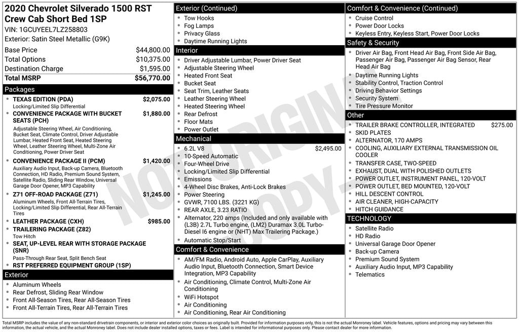 Used 2020 Chevrolet Silverado 1500 RST Truck Crew Cab